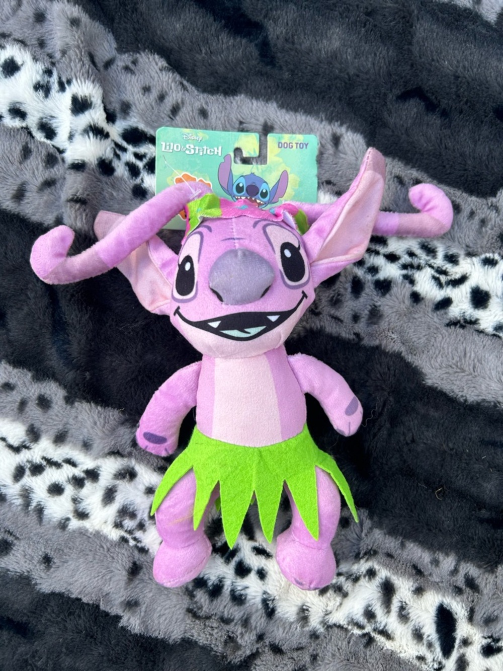 Disney Pink Lilo & Stitch Alien Plush Dog Toy with Green Skirt